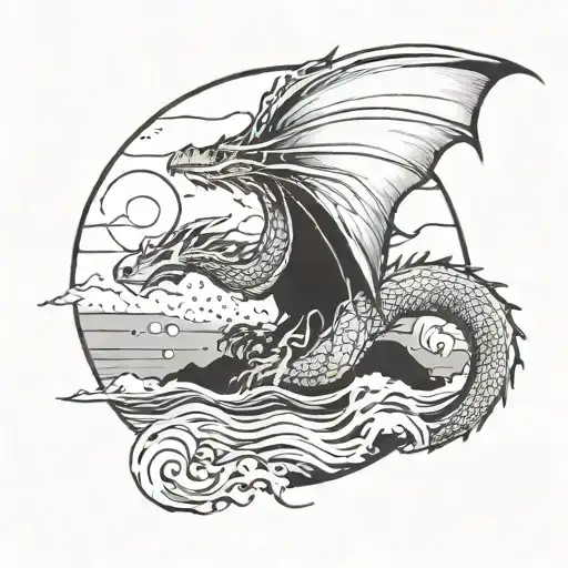 A Dragon Flying Over A Moonlit Beach