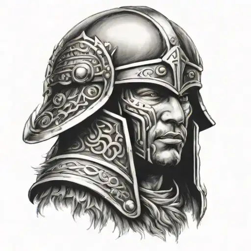 Warrior Face In Helmet Realistic
