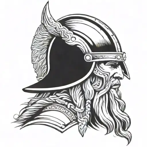 Viking Warrior Face In Helmet Realistic