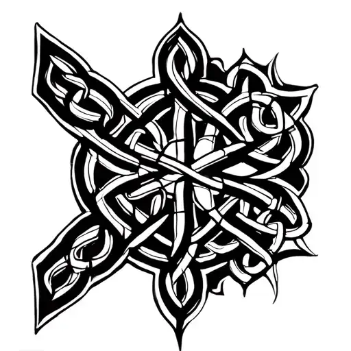 Celtic Knotwork Design Incorporating Elements Of Stained Glass Patterns
