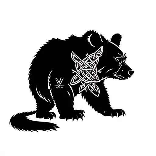 Louisiana Black Bear Adorned With Celtic Knotwork And Viking Runes