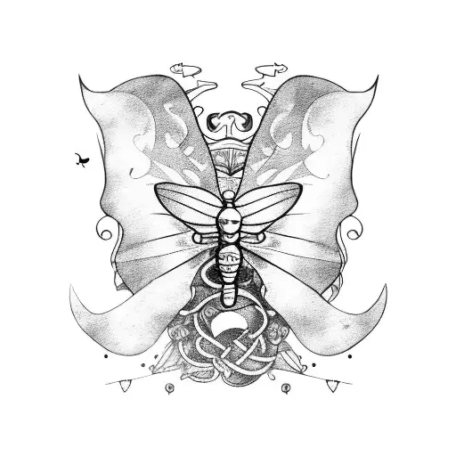 Butterfly With A Pirate Ship Inside The Wings