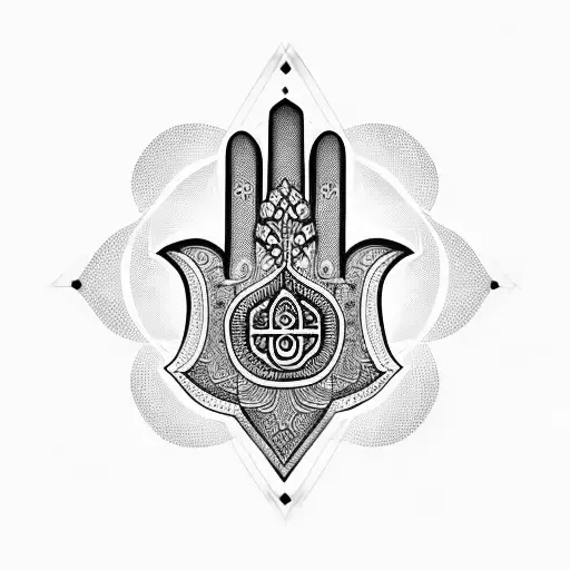 Hamsa Symbol With Arabic Geometry