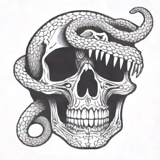 Skull With Snake Through The Mouth