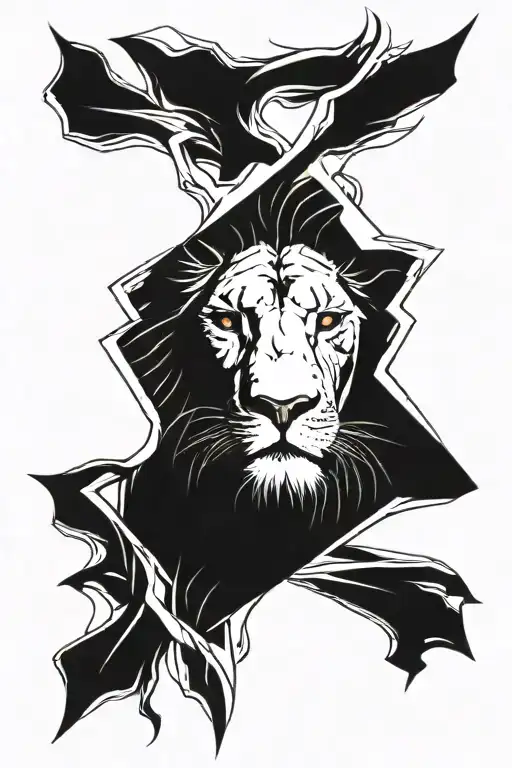 Lion Face And Simple Cross