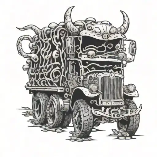 A Demon Truck With Bones For Wheels