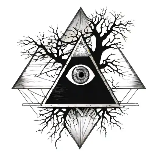 Make An Eye With A Triangle Inside And A Tree Inside The Triangle