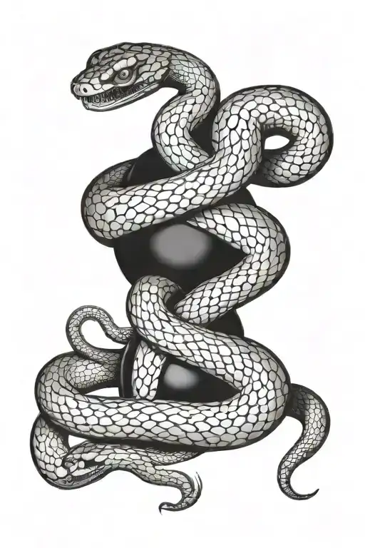 Two Snakes Around Black Orb Symbolizing Power