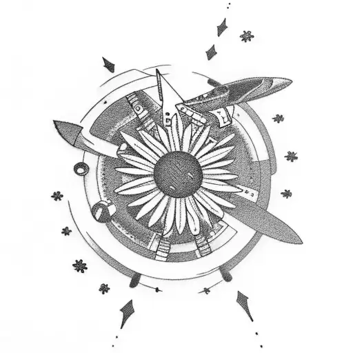 Spaceship Rocket With A Daisy