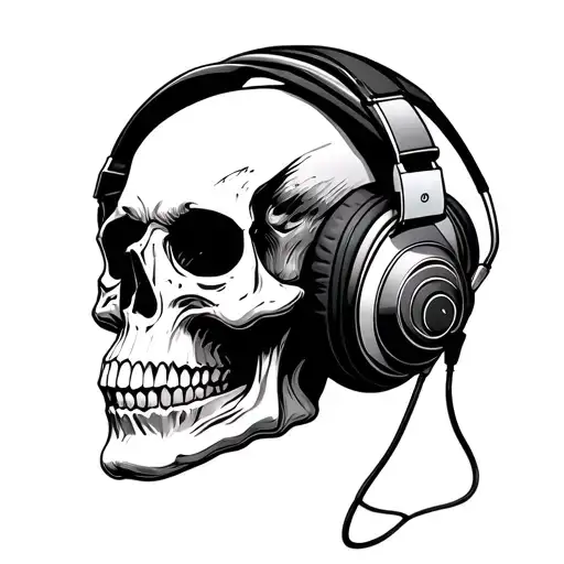 Skull Wearing Headphones