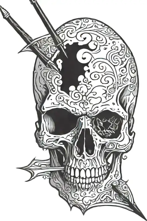 A Skull On Spear Piercing