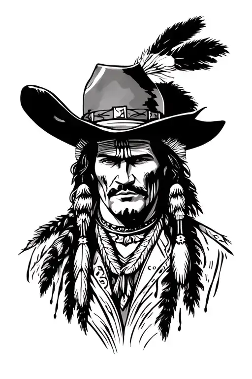 Old West Cowboy And Indians Face