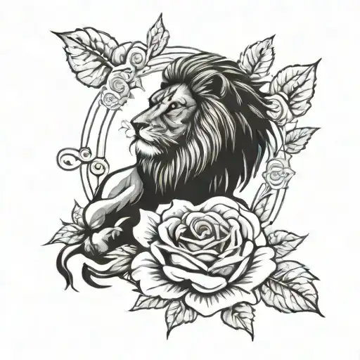 Lion And Roses Forearm