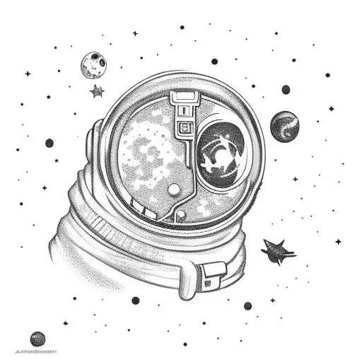 Lost Astronaut With Am Space Background Full Of Stars And Galaxies