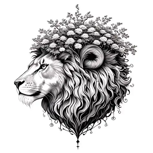 Aries Zodiac And Lion Zodiac And Mother Tree Growing