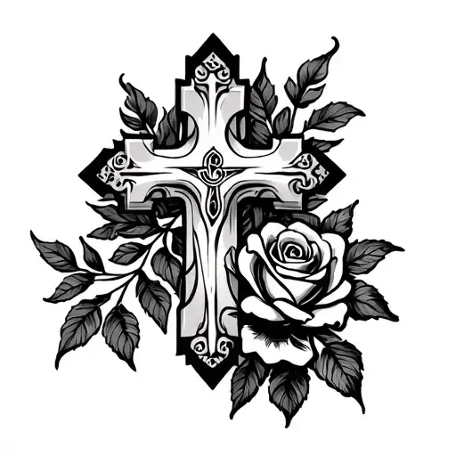 Christian Cross With Roses