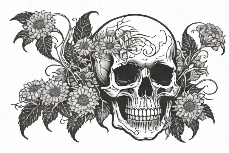 Death Skull Surrounded By Dandelions