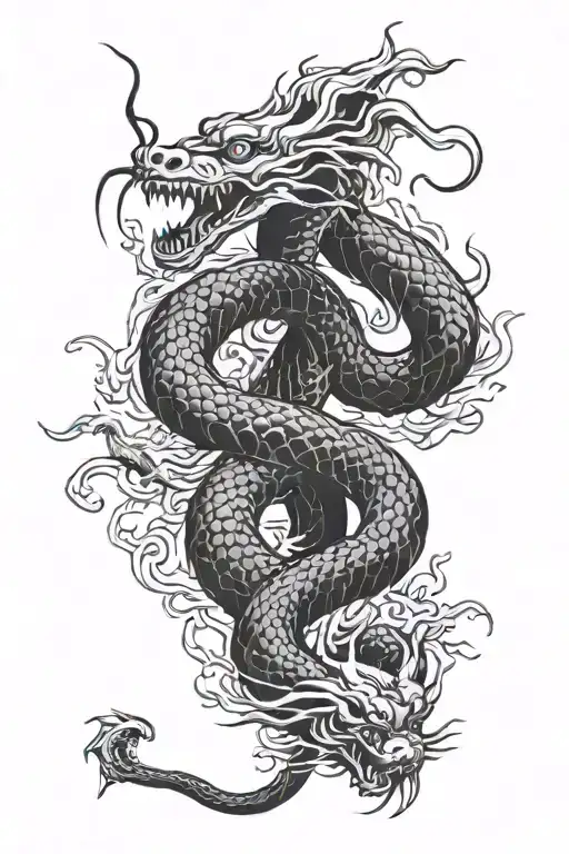 Snake Devour Chinese Dragon