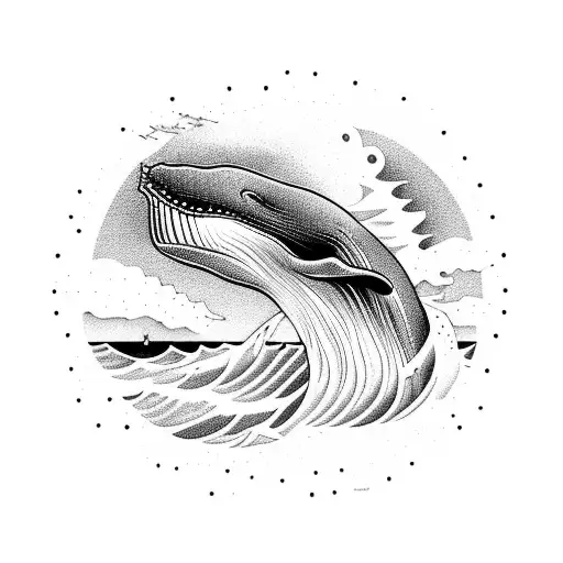 Whale In Wave Sunset