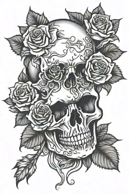 Skull And Roses Wrapped