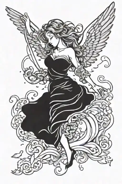 A Concept Tattoo Of A Falling Angel