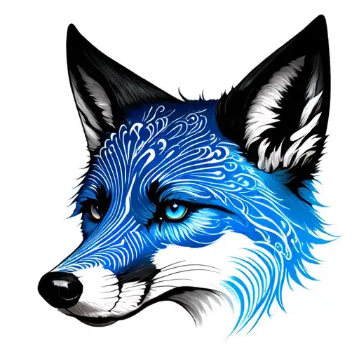Black Fox's Muzzle With A Blue Gradient