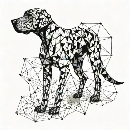 Abstract Geometric Design Incorporating The Silhouette Of A Vizsla Dog