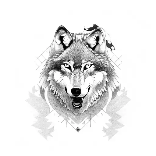 Wolf Head With A Cross