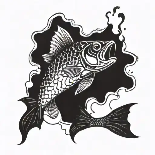 A Fish Smoking A Cigarette Being Consumed