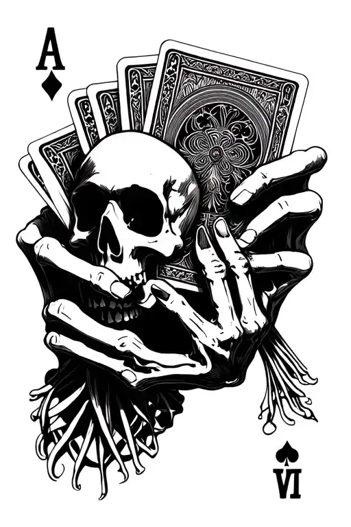 Skeleton Holding Deck Of Cards