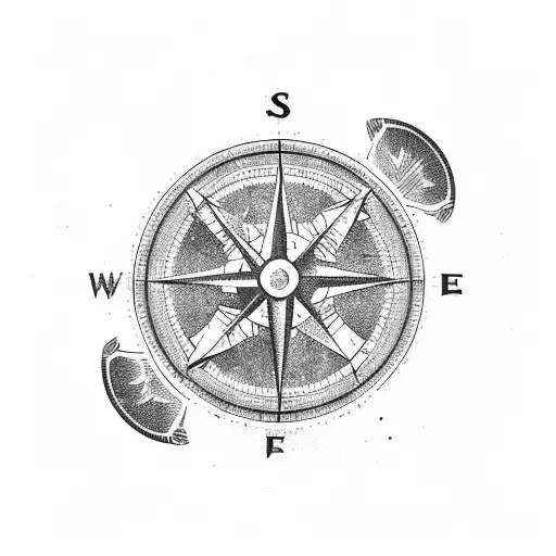Bear Footprint Silhouette With A Landscape Inside And A Compass Around