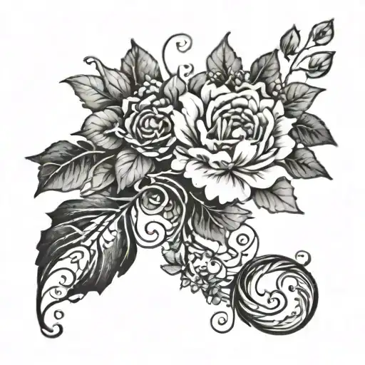 A Bouquet Of Flowers Intertwined With A Delicate Vine