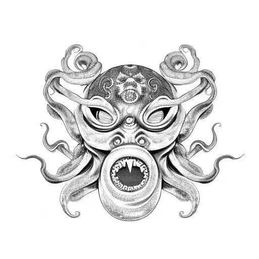 Octopus With A Oni Mask