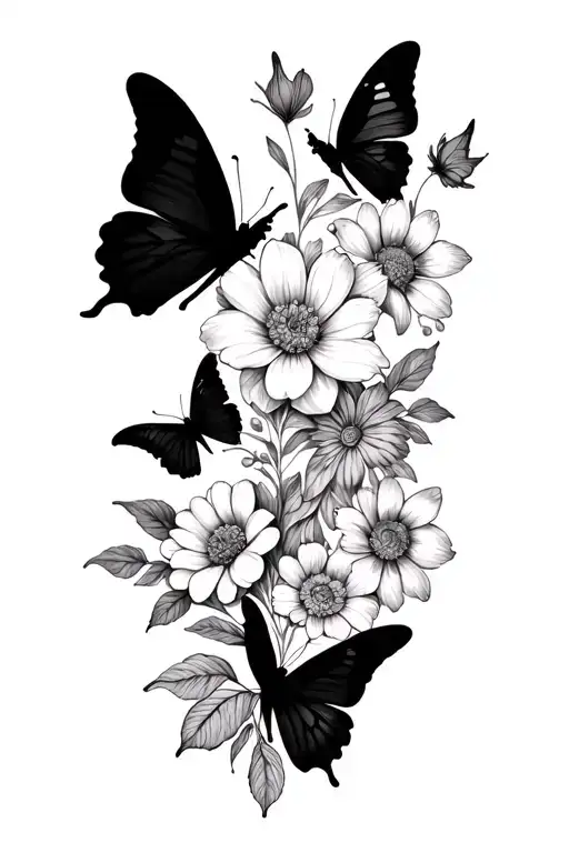 Flowers And Butterflies Surrounding