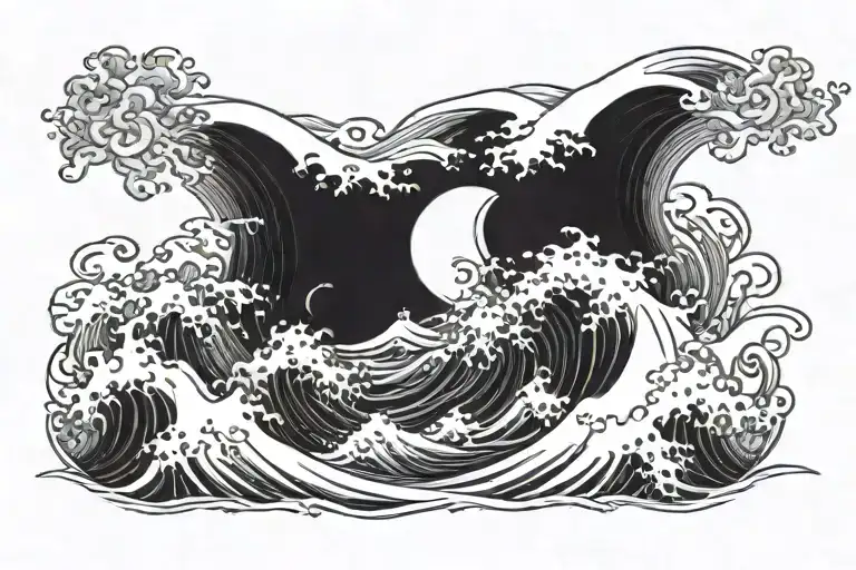 Samurai Waves Crashing In The Background