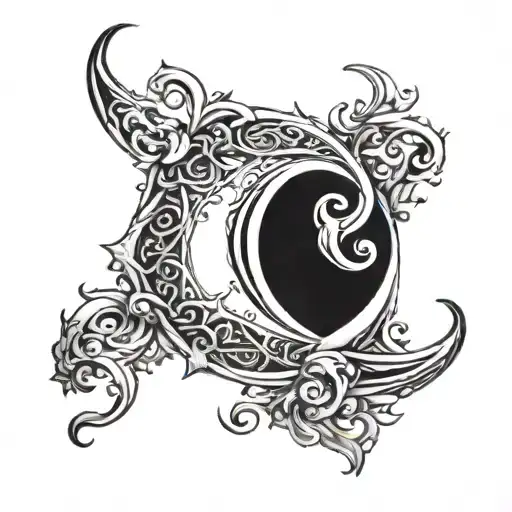 A Staff Entwined With A Crescent Moon