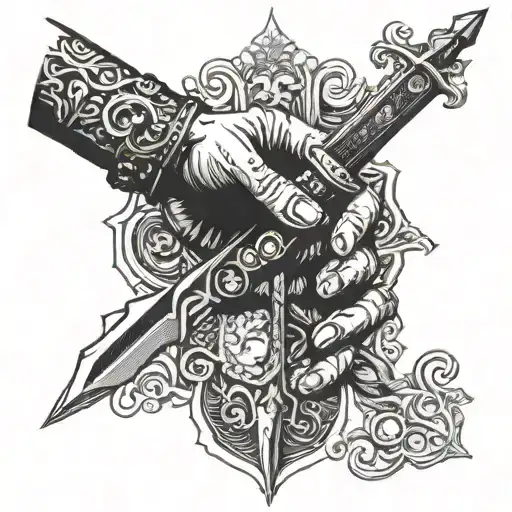 Hand Getting Pierced By A Mediveal Dagger