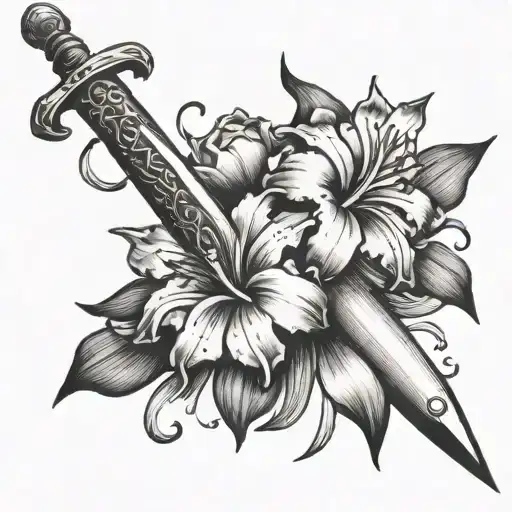 Sword And Myrtle Qnd Gladiolus