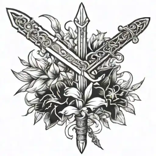 Sword And Myrtle And Gladiolus