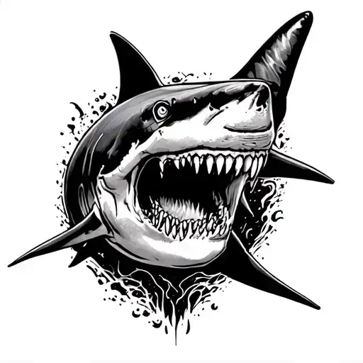 A Menacing Shark With A Skull Motif In The Background