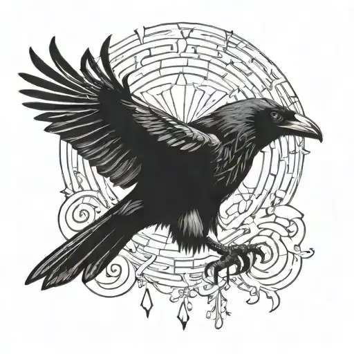 Crow With Three Eyes Flying