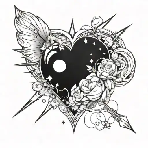 A Cosmic Heart Design Incorporating Elements Of Love And Inevitability