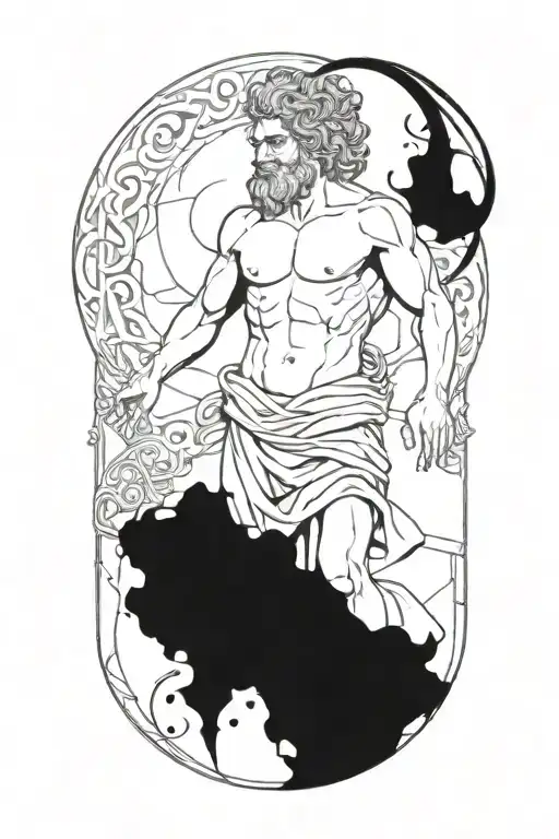 Greek God Figure Surrounded