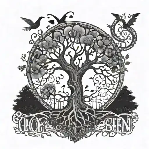 Tim Burton Style Tree Of Life Containing The Letters Sia