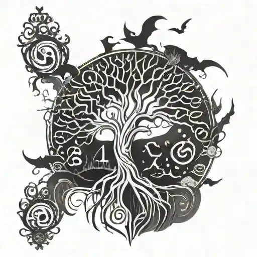 Tree Of Life With The Letters S I A In The Style Of The Nightmare Before Christmas