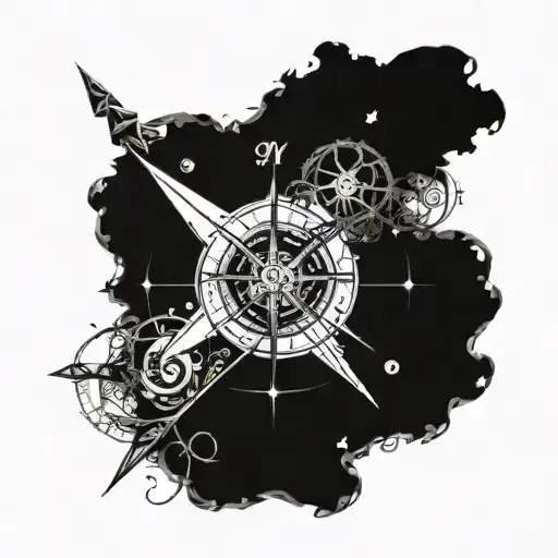 Incorporate A Detailed Compass Rose Design With Musical Notes In The Background