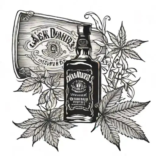 A Jack Daniel's Bottle Morphing Into A Marijuana Leaf