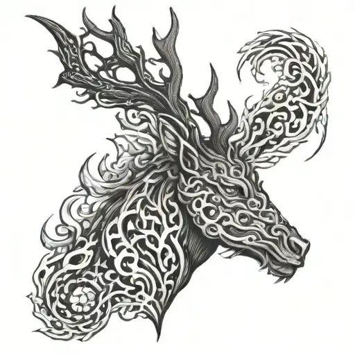 Deer And Dragon Breathing Fire