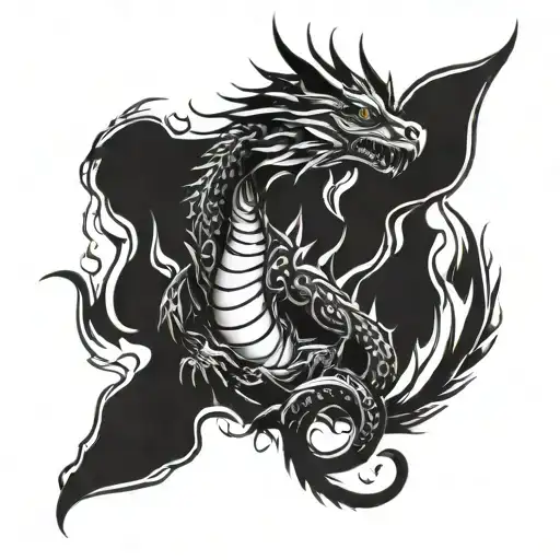 A Small Dragon Surrounded By Fire Flames