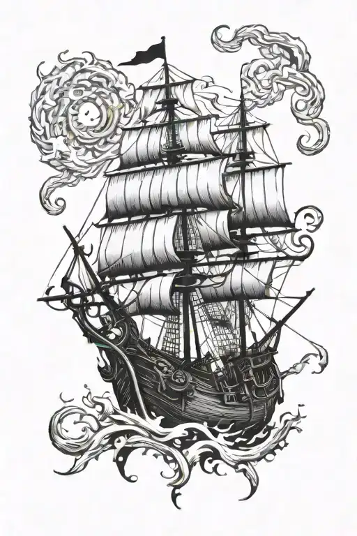 Kraken And A Pirate Ship